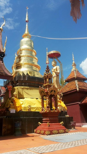 Lamphun - SEP 4 : Giant Golden Monk Statue Named  Phra Kru Bra Sri Wi Chai   At Wat Doi Ti Where Is One Of The Most Well-known Public Temples In