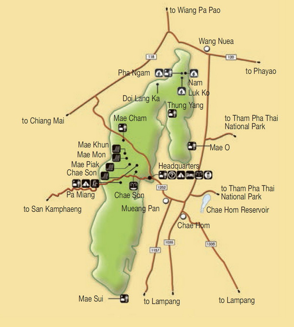 chae son national park map, jae sawn national park map